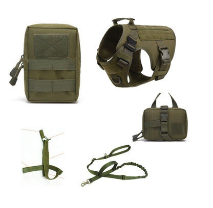 PawForce Vest & Leash Overview: 1. Military-standard Material: Two Metal Shoulder Buckles can bear great pulling force, ensuring your dog is safely harnessed during training, hunting, working, and any other occasion. 2. Practical Design For Versatile use: