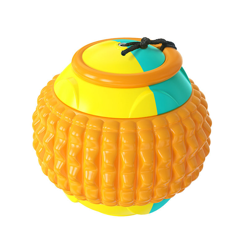 TugToss™ Overview 1. This is a pet toy that interacts with the main pet and integrates multiple functions such as automatic telescopic hand throwing ball, pet yo-yo, molar ball and so on. This toy can bring more fun to the dog. 2. The hand throwing ball h