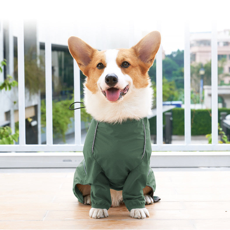 Reflective Dog Jacket with Leash Hole – Safe & Functional Product information: Fabric: acrylic Color classification: military green, orange Pet clothing style: raincoat Size: XS S M L XL XXL XXXL Size information： Packing list: Raincoat*1 Pet Safety Vests