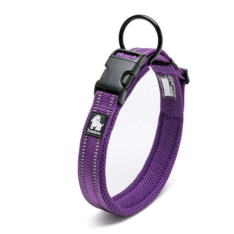 LumiLeash Describe: Type: reflective 3M soft padded dog collar Material: mesh, nylon, 3M reflective Color: orange, black, neon yellow, blue, fuchsia... Feature: 1. The nylon webbing with 3M reflective material ensures good visibility and safety when walki