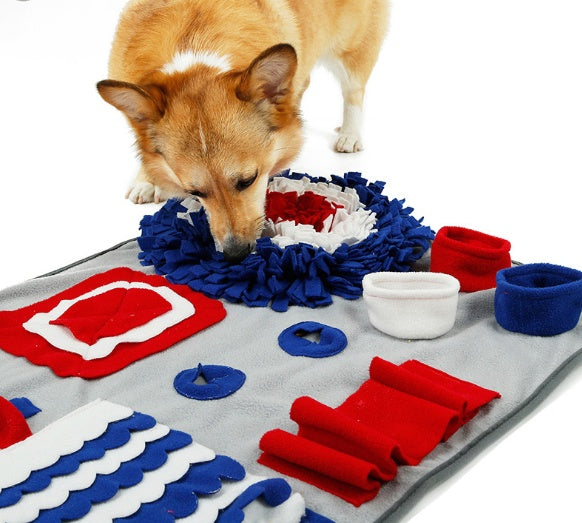 Interactive Puzzle Pet Sniffing Pad Blanket Smelling Traning Toy Overview : 1. Soft fleece upper with anti-slip bottom. 2. Machine Washable. 3. Pet expert says: 10 mins snuffle = 1 hour running. 4. Release Extra energy and keep your pet calm down. 5. Good