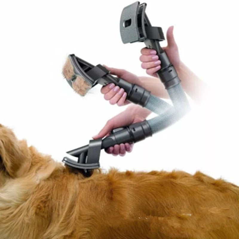 VacuGroom™ – Pet Brush Attachment for Vacuum Cleaners Product information: This grooming tool removes loose hair directly from your dog before it's shed around the home. Collected hair is then sucked straight into the vacuum. Mess-free vacuum-assisted dog