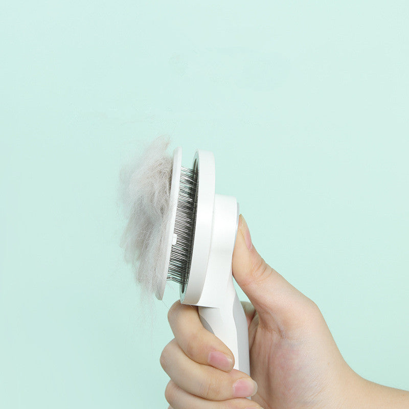 GlideMate™ Pet Grooming Comb Overview: - 135-degree needle comb, no damage to pet skin - Open knots and hair removal, comb through to the end - Round comb handle, not tired after holding - One-key self-cleaning, easy to clean Specification: Material: ABS,