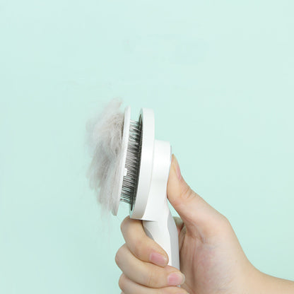 GlideMate™ Pet Grooming Comb Overview: - 135-degree needle comb, no damage to pet skin - Open knots and hair removal, comb through to the end - Round comb handle, not tired after holding - One-key self-cleaning, easy to clean Specification: Material: ABS,