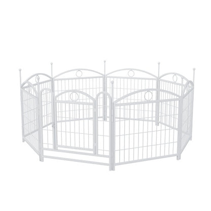 FortPaw Dog Crate 24" Foldable 8-Panel Metal Dog Playpen – Indoor & Outdoor Pet Exercise Pen (White) Create a safe, spacious, and flexible play area for your furry friend. Whether you're indoors or out, this durable and portable dog playpen provides the i