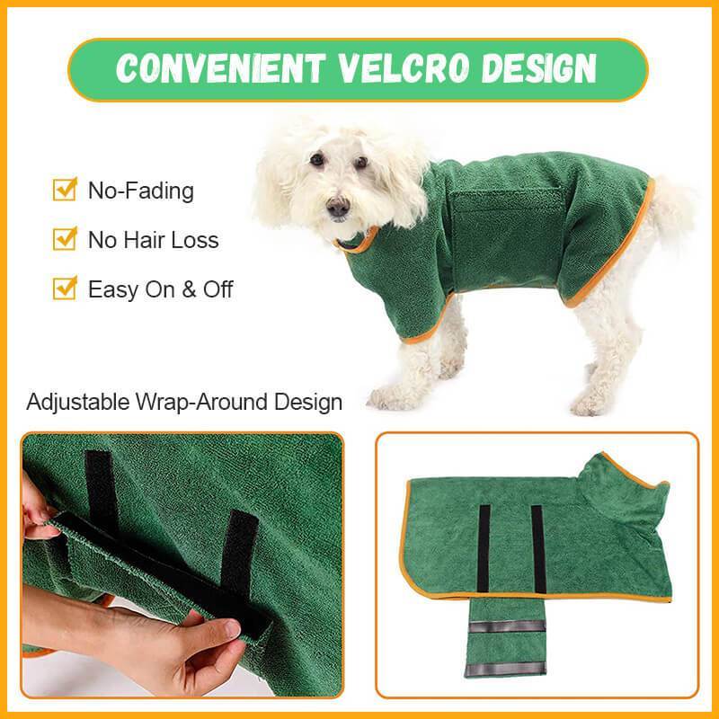 DryPaws™ Microfiber Bathrobe Overview: 1. Dog Bathrobe Towel, Dog Fast Drying Dog Drying Coat with Adjustable Chest Neck Strap, Super Absorbent Microfiber Material Pet Drying Moisture Absorbing Bathrobe with Hook and Loop 2. Healthy and skin-friendly mate