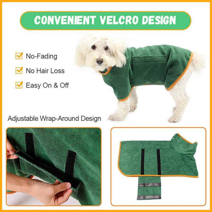 DryPaws™ Microfiber Bathrobe Overview: 1. Dog Bathrobe Towel, Dog Fast Drying Dog Drying Coat with Adjustable Chest Neck Strap, Super Absorbent Microfiber Material Pet Drying Moisture Absorbing Bathrobe with Hook and Loop 2. Healthy and skin-friendly mate