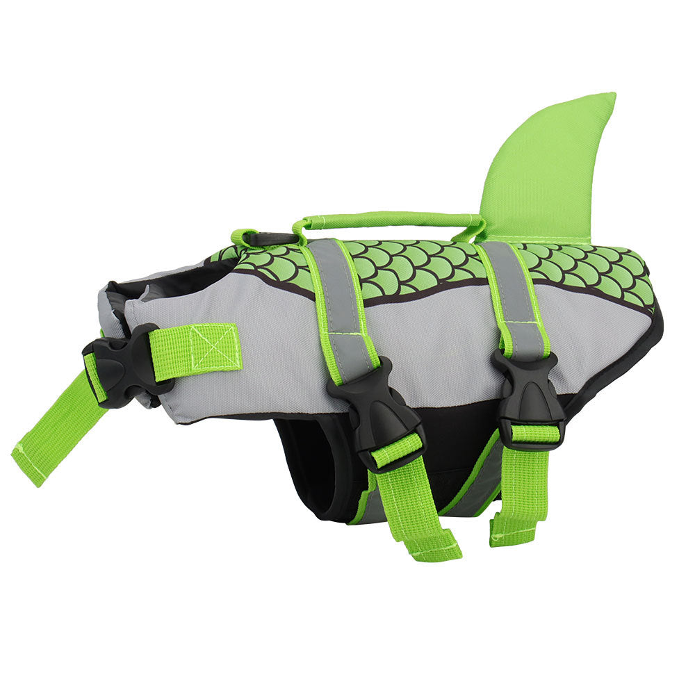 SharkPup Dog Life Vest Overview: PET LIFEJACKET WITH HIGH BUOYANCY - The life jacket is made of ripstop Oxford cloth. The body of the pet life vest is filled with EPE and the belly is made of diving fabric so that the pet lifejacket supplies high buoyancy