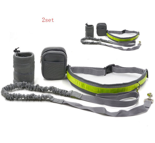 GoPaws [product name]: dog running traction set four-piece [product color]: gray black green red [product material]: nylon [product specifications]: length 144cm, waist circumference: 78-110cm [Product Description]: This is a retractable and adjustable sp