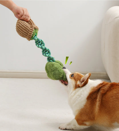 Bite-Resistant Rope Toy – Strong & Fun Dog Teether Product information: Color: [mushroom bend and hitches | Yellow coffee],[broccoli bend and hitches | Green coffee]] Material: Polyester Category: Pet Toys West Blue Flower Knot Toy: 30 * 13cm Mushroom kno