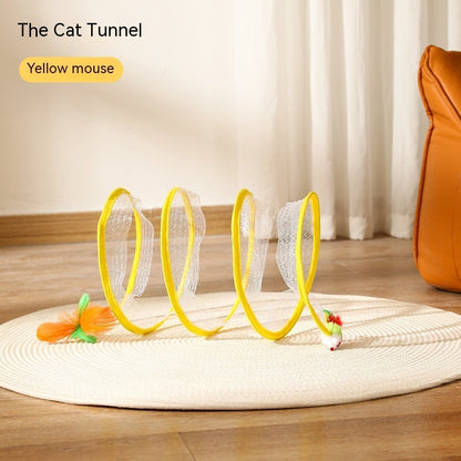 S-Tunnel – Foldable Outdoor Play Tunnel for Cats Overview: Elastic collapsible cat tunnel - Cats can be free to travel through it, both sides with the cat's favorite mice and feathers, respectively, can give your cat to this toy more love. Not only is it