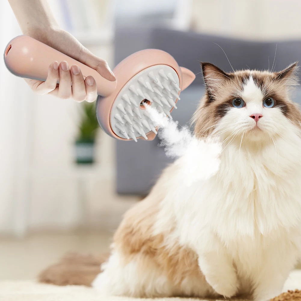 MistBrush – Rechargeable Self-Cleaning Pet Grooming Brush Overview: 1. Multi-Purpose Pet Grooming: The hair remover brush is a versatile pet grooming tool that offers multiple benefits. It effortlessly removes stray cat hair while providing a delightful m