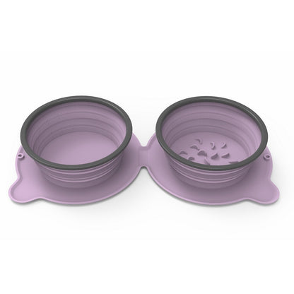 FurFold Pet Bowl Set Overview: 1. Foldable Dual Bowl: Collapsible dog bowls, that feed your pets with food & water at the same time, Portable with compact size, save your space when traveling, walking 2. High-Quality Material: Dog travel bowls are made of