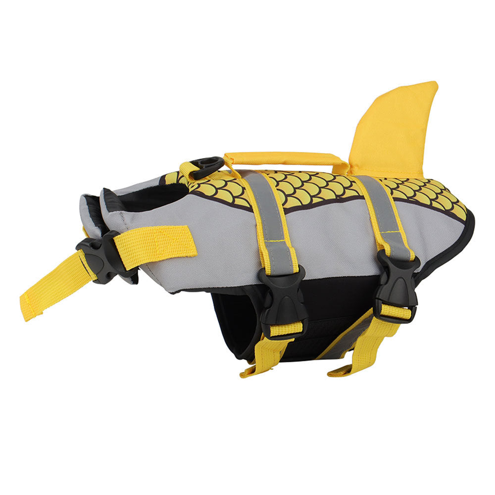 SharkPup Dog Life Vest Overview: PET LIFEJACKET WITH HIGH BUOYANCY - The life jacket is made of ripstop Oxford cloth. The body of the pet life vest is filled with EPE and the belly is made of diving fabric so that the pet lifejacket supplies high buoyancy