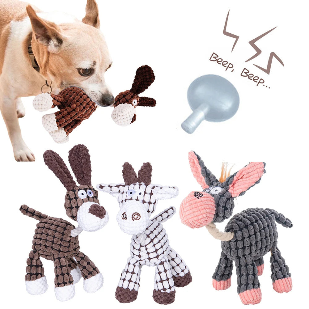 Donkey Plush Chew Toy – Squeaky & Fun for Puppies Overview: 100% brand new and high quality. It's a good gift for your pet. hours of fun for you and your dog. Product Information: Product category: pet toys material: plush Specifications: white, brown, gr