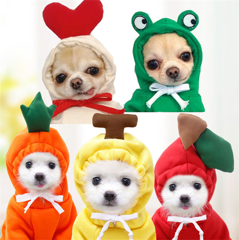 Winter Fleece Pet Hoodie – Adorable Fruit Design for Small Breeds Overview: 1. The material is soft and comfortable, enough to keep warm so that your pet looks more attractive and stylish! 2. Fruit design to make your puppy more cute, which will help redu