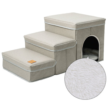 ClimbEasy Pet Ladder Product information: Material: Tech cloth Colors: blue (rabbit plush), beige (rabbit plush), blue (lamb plush), beige (lamb plush), claw print blue (rabbit plush), claw print red (rabbit plush) Product size: 68 * 35 * 33cm Packing lis
