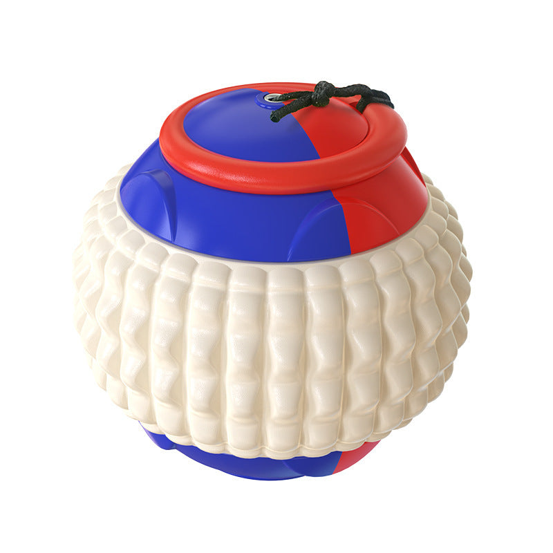 TugToss™ Overview 1. This is a pet toy that interacts with the main pet and integrates multiple functions such as automatic telescopic hand throwing ball, pet yo-yo, molar ball and so on. This toy can bring more fun to the dog. 2. The hand throwing ball h