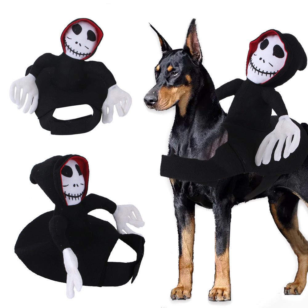 SpookyPaws™ Halloween Vest Overview: Unique and vivid design: The super realistic Horror mask is an excellent Halloween cosplay accessory. When pets wear this costume, they become cool and look scary, but also fun. Let your pet join the party and be the s