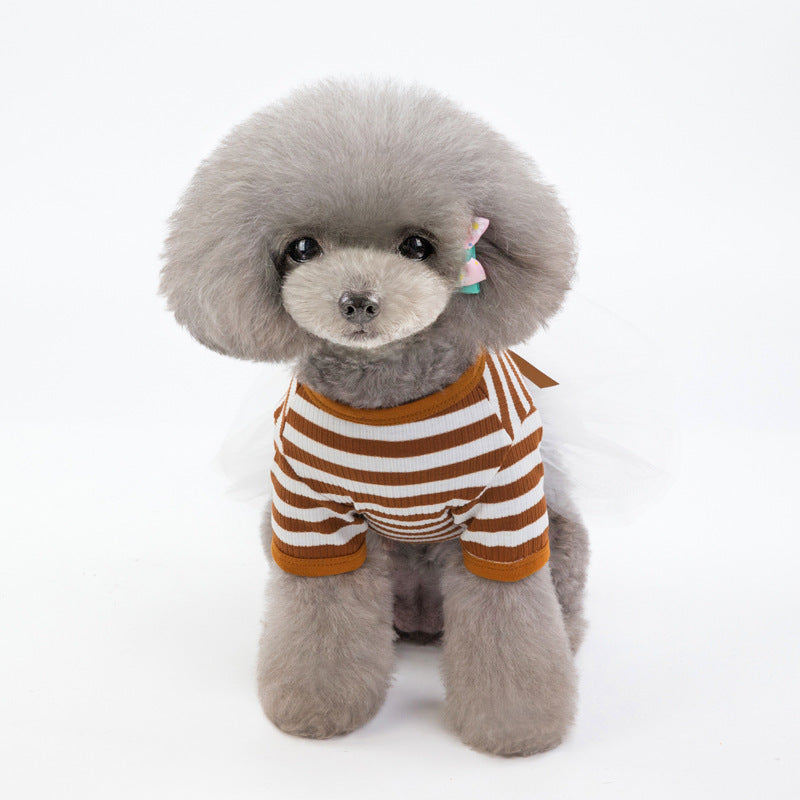 Teddy Bear Dog Outfit – Cute Clothes for Small Pets Product information: Material: cotton Product category: skirt Applicable gender: female Color: coffee, dark blue Size: XS, S, M, L, XL Packing list: Pet clothing*1 Pet Dresses