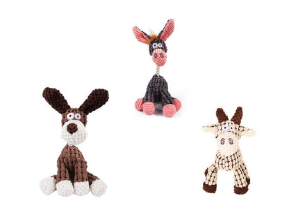 Donkey Plush Chew Toy – Squeaky & Fun for Puppies Overview: 100% brand new and high quality. It's a good gift for your pet. hours of fun for you and your dog. Product Information: Product category: pet toys material: plush Specifications: white, brown, gr