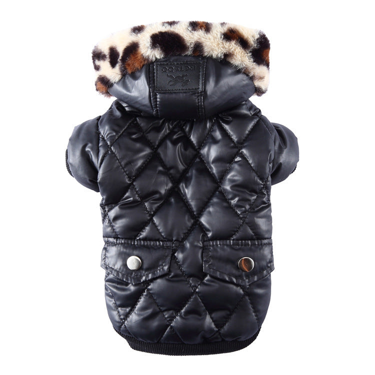 CozyRegal Fur Collar Dogwear Product Description: Item type: Pet clothing Material: Polyester spun, cotton, fleece Target audience: Dogs Size: Medium Season:Autumn, Winter Size： Size (XS, back, neck, chest): 5.91 / 15cm, 8.00 / 21cm, 11.00 / 29cm Size (S,