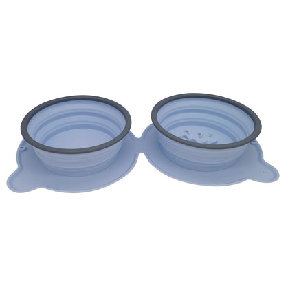 FurFold Pet Bowl Set Overview: 1. Foldable Dual Bowl: Collapsible dog bowls, that feed your pets with food & water at the same time, Portable with compact size, save your space when traveling, walking 2. High-Quality Material: Dog travel bowls are made of