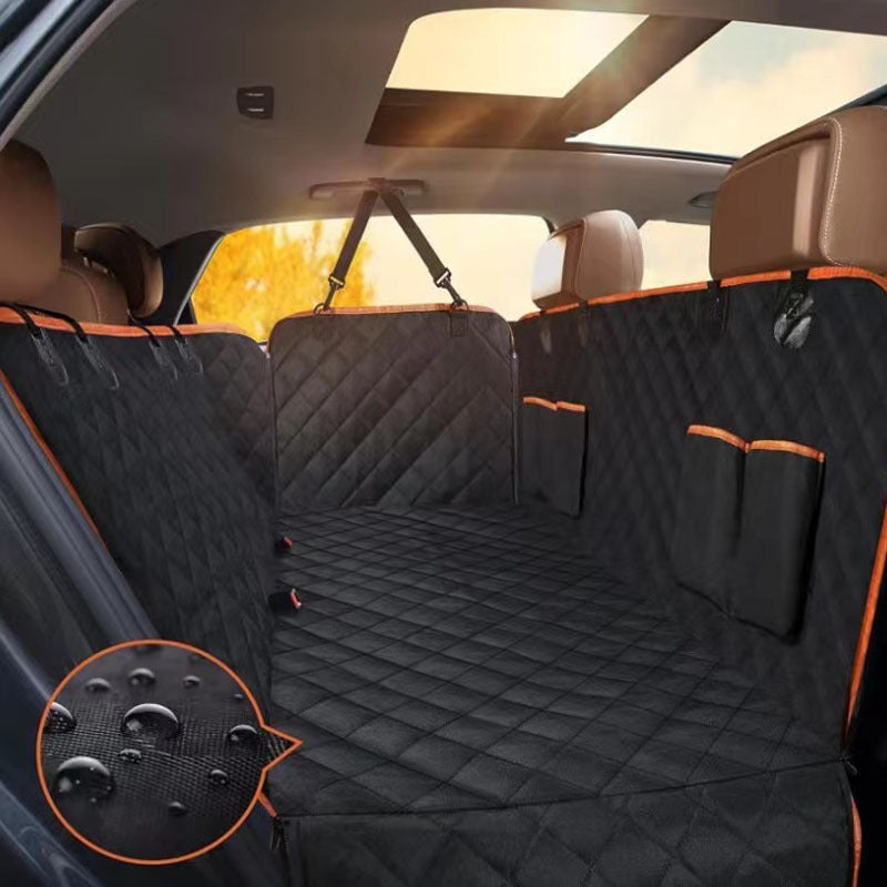 FurSafe Travel Mat Product information: Color: Orange edge-double pocket, all black-double pocket, Orange edge with Net-double pocket Specification: 147 * 137cm Material: Oxford cloth Applicable object: Dog Packing list: Pet pad + with 2 lanyards Product
