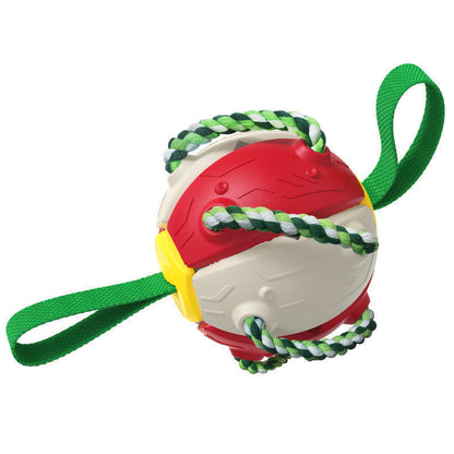 PawKick™ 2-in-1 Frisbee Ball Dog Toy – Bounce, Chew, Tug, and Play Anywhere! Take fetch and tug-of-war to the next level with this super creative transforming Frisbee Ball! Whether it’s flying high through the air or bouncing back into a sphere mid-flight