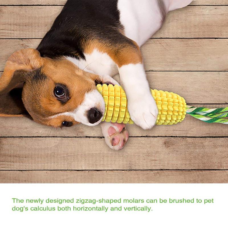 Durable Corn Rope Toy – Fun & Squeaky Dog Chew Product DescriptionUnique Design: The newly designed corn zigzag-shapedmolars can be brushed to pet dog's calculus bothhorizontally and vertically. Almost Indestructible: The indestructible dog chew toysTeste