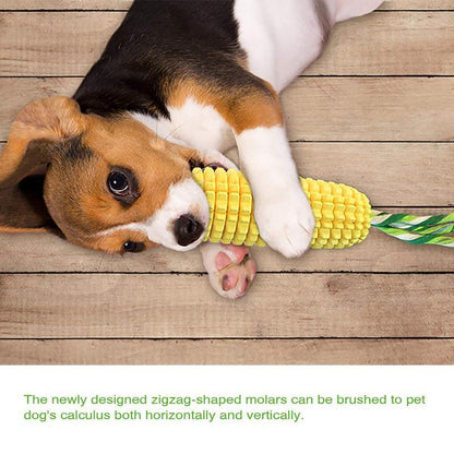 Durable Corn Rope Toy – Fun & Squeaky Dog Chew Product DescriptionUnique Design: The newly designed corn zigzag-shapedmolars can be brushed to pet dog's calculus bothhorizontally and vertically. Almost Indestructible: The indestructible dog chew toysTeste