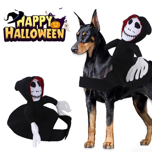 SpookyPaws™ Halloween Vest Overview: Unique and vivid design: The super realistic Horror mask is an excellent Halloween cosplay accessory. When pets wear this costume, they become cool and look scary, but also fun. Let your pet join the party and be the s