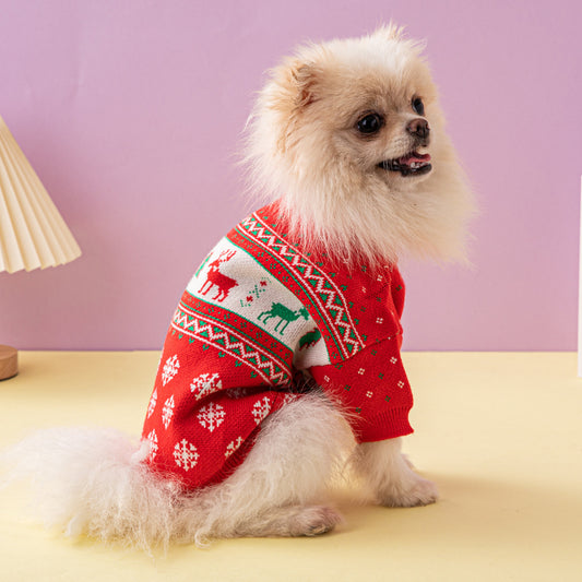 Christmas Dog Sweater – Tree & Reindeer Holiday Design Product information : Material: knitted wool Product Category: Sweater Style: Europe and America Color : Elk, Christmas tree Size Information: Size: XS,S,M,L,XL,XXL Packing list: Pet sweater*1 Pet Swe