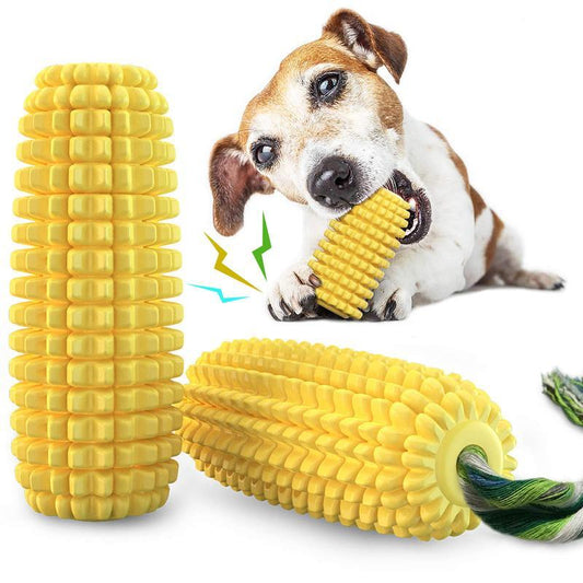 Durable Corn Rope Toy – Fun & Squeaky Dog Chew Product DescriptionUnique Design: The newly designed corn zigzag-shapedmolars can be brushed to pet dog's calculus bothhorizontally and vertically. Almost Indestructible: The indestructible dog chew toysTeste