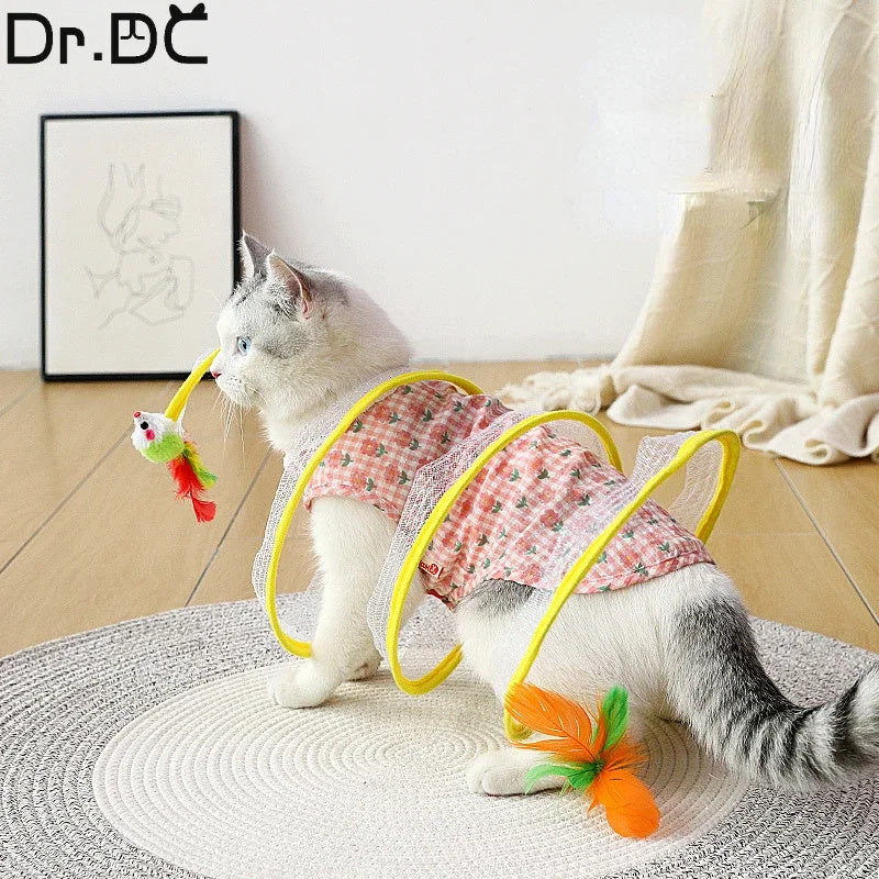 S-Tunnel – Foldable Outdoor Play Tunnel for Cats Overview: Elastic collapsible cat tunnel - Cats can be free to travel through it, both sides with the cat's favorite mice and feathers, respectively, can give your cat to this toy more love. Not only is it