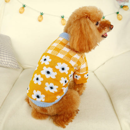 Cute Pet Sweater – Hollow Knit with Bow for Small Dogs & Cats Overview: 1. Winter Essential: This dog sweater is made of warm and comfortable knitted fabric, brings the warmth to your pet, no longer afraid of cold. 2. Popular Pattern: Designed with lattic