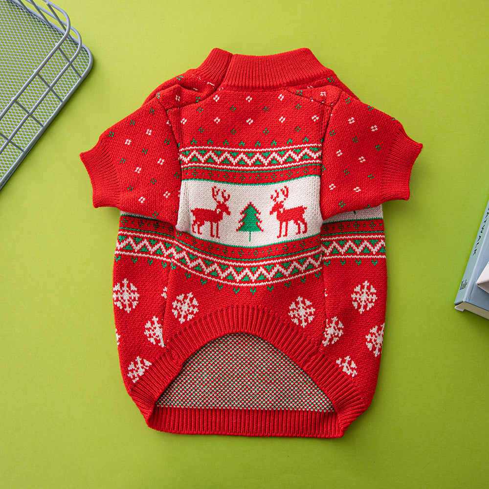 Christmas Dog Sweater – Tree & Reindeer Holiday Design Product information : Material: knitted wool Product Category: Sweater Style: Europe and America Color : Elk, Christmas tree Size Information: Size: XS,S,M,L,XL,XXL Packing list: Pet sweater*1 Pet Swe