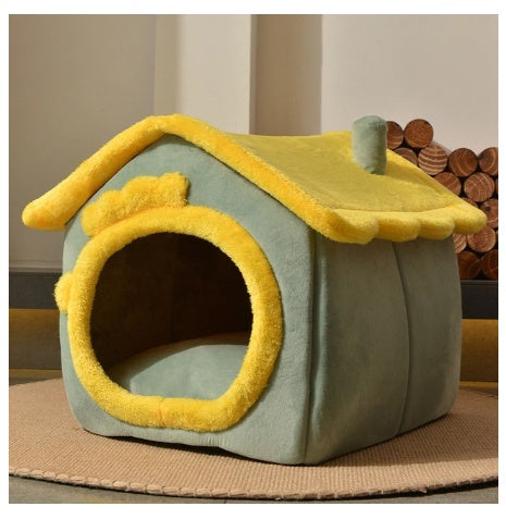 SnuggleHaus™ Enclosed Bed Overview: 1.Self-warming Fabric. Premium synthetic plush fur, a combination of comfortable and breathable, cozy, warm. 2.Durable Bottom. Can be placed in a balcony corridor or other places without worrying about sliding, providin
