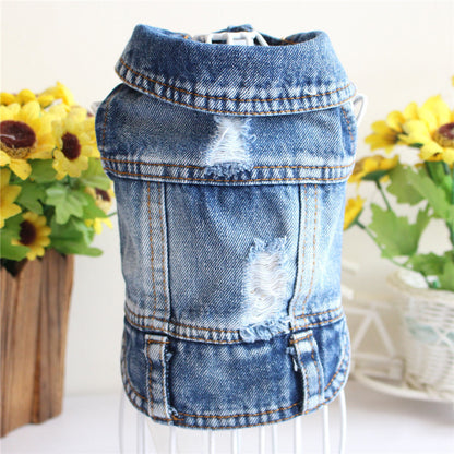 Designer Denim Dog Jacket – Trendy Vest for Small Pets Overview: Denim one piece dog jacket are made from soft denim fabric, durable and comfortable, prevent your pets effectively from direct sunlight in summer, keep warm in fall and winter. Machine-washa