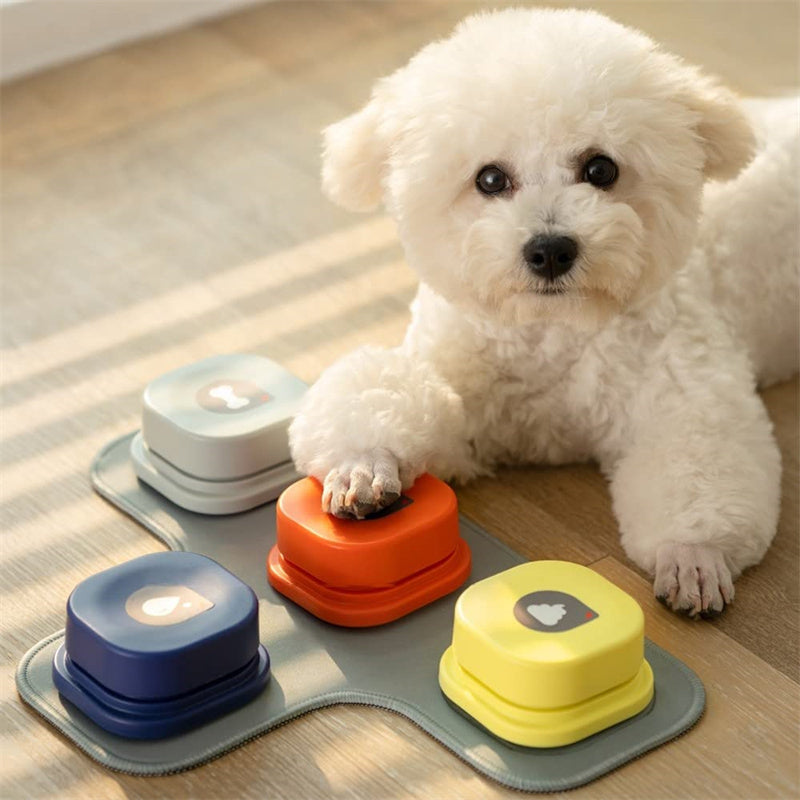 Recordable Pet Talking Buttons – 4 Colors, Fun & Easy Communication Overview: Durable Material: This dog communicator is made of high-quality ABS plastic material, which is environmentally friendly and durable, and you can use it for a long time. Easy to