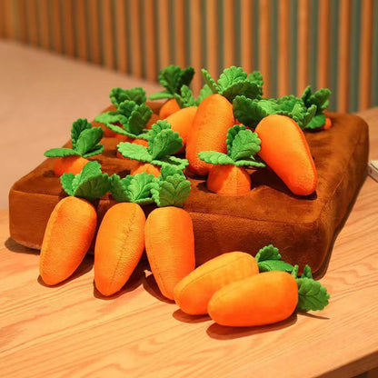 CarrotSniff – Plush Chew & Snuffle Toy for Dogs Overview: 1. Comfortable Fabric: The exterior is made of high-quality crystal cotton soft fabric, and every interior part is fully filled. High resilience, cotton not easy to fall out of it, not afraid of sq