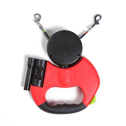 PawPair Overview: Made of high-quality plastic and nylon material, won't be destroyed by your dogs. The traction rope is automatic retractable, really convenient and stored easily. One-to-two automatic telescopic traction rope, easy to walk two dogs. With
