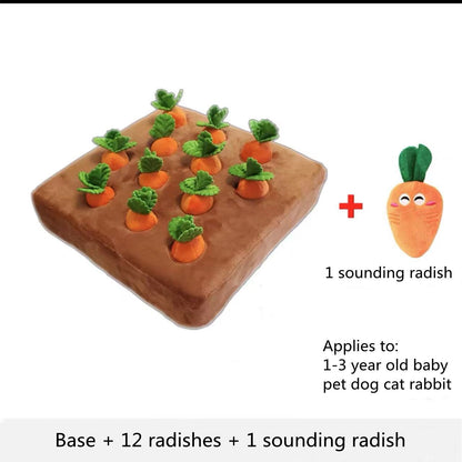 CarrotSniff – Plush Chew & Snuffle Toy for Dogs Overview: 1. Comfortable Fabric: The exterior is made of high-quality crystal cotton soft fabric, and every interior part is fully filled. High resilience, cotton not easy to fall out of it, not afraid of sq