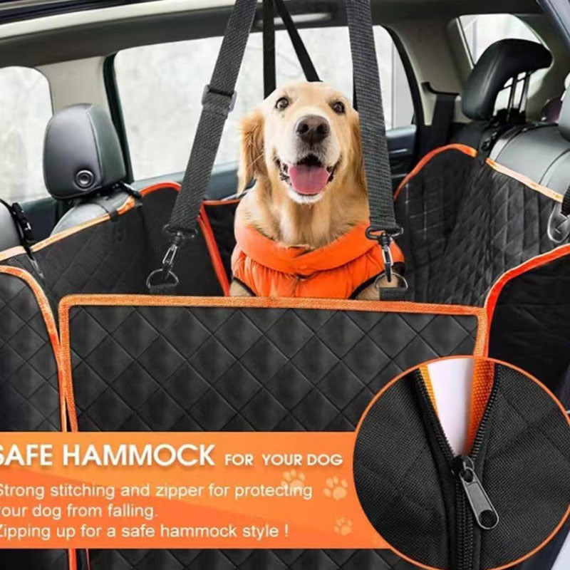 FurSafe Travel Mat Product information: Color: Orange edge-double pocket, all black-double pocket, Orange edge with Net-double pocket Specification: 147 * 137cm Material: Oxford cloth Applicable object: Dog Packing list: Pet pad + with 2 lanyards Product