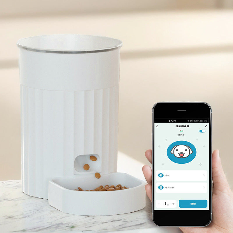 PurrBot™ – Automatic Feeding with Smart Control Product information: Color: White Specification: Button, WIFI Material: PP Import or not: no Category: Pet tableware Packing list: Feeding device * 1 Product Image: Automatic Feeders