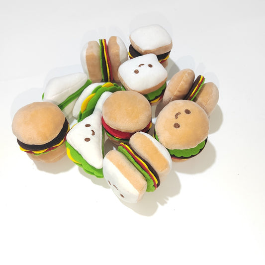 Squeaky Hamburger Toy – Fun Stress Relief for Pets Product information: Color: Hamburger, sandwich, rice ball Material: Plush Category: Pet Toys Product Name: Pet sounding toy Product size: 7*7 * 8CM (hamburger). 10*6 * 5C M (rice balls)7*7 * 7C M (sandwi