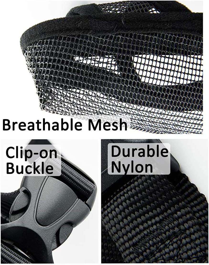 Anti-Bite Mask Dimensions Description Size Mouth circumference/CM Head circumference/CM Reference weight/KG XXS 10~ 13 23~ 27 3 to 5.5 XS 14~ 17 27~ 32 6~ 8.5 S 18~ 21 32~ 36 9~ 12.5 M 22~ 25 36~ 41 13~ 17.5 L 26~ 29 42~ 47 18~ 29 XL 29~ 33 48~ 56 34.5~ 4