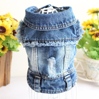 Designer Denim Dog Jacket – Trendy Vest for Small Pets Overview: Denim one piece dog jacket are made from soft denim fabric, durable and comfortable, prevent your pets effectively from direct sunlight in summer, keep warm in fall and winter. Machine-washa