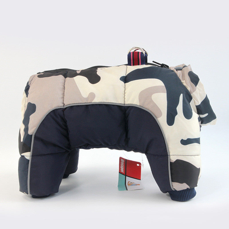 Cold Weather Dog Coat – Four-Legged Cotton Jacket New dog clothes autumn and winter pet camouflage cotton padded clothes waterproof and cold proof dog coat jacket four leg clothes cotton clothes Material: Cotton Product category: cotton padded clothes Sty