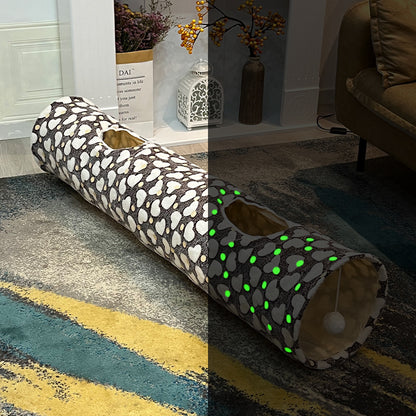 DragonGlow™ – Night-Light Rolling Cat Tunnel Product information: Material: flannel Product category: Cat tunnel Color: love, five pointed star, irregular line, moon and star Specification: 120 * 25cm Packing list: Cat tunnel*1 Tunnels